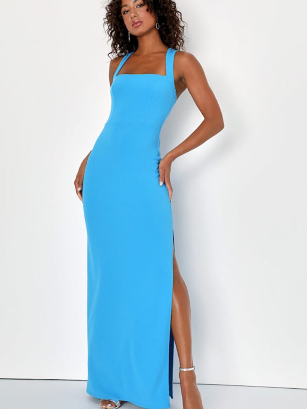 Lulus Glamorous Dedication Blue Sleeveless Column Maxi Dress - Size XL